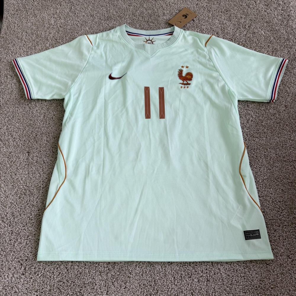 France National Team Jersey Mens Large Mint Green Soccer Nike Dri Fit 11 FFF